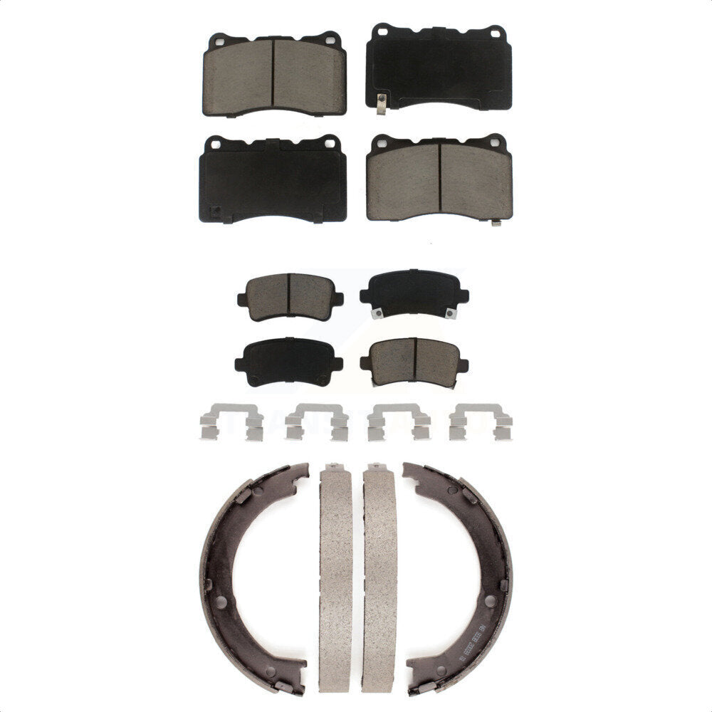 Front Rear Ceramic Brake Pads And Parking Shoes Kit For Cadillac XTS