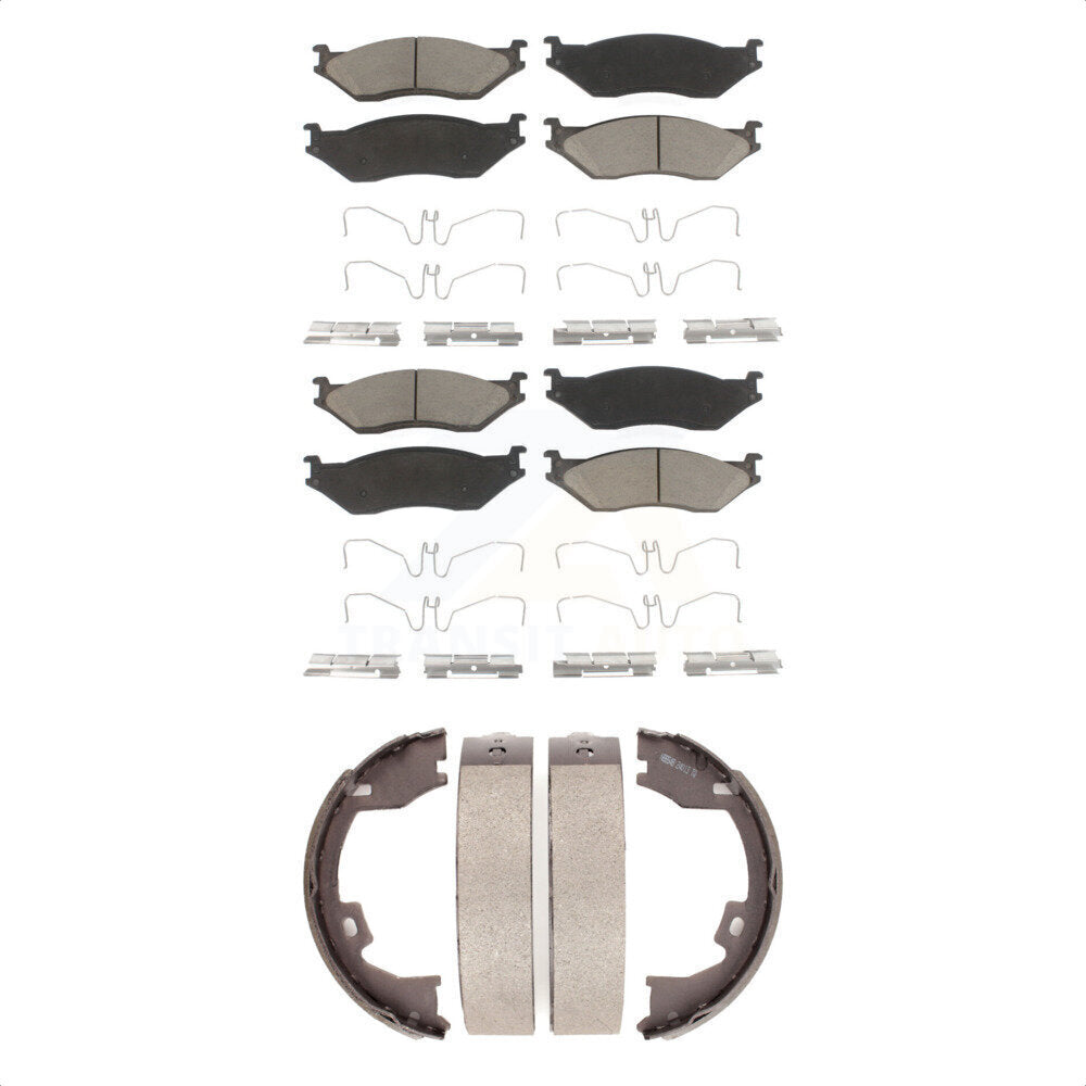 Front Rear Ceramic Brake Pads Parking Shoes Kit For Ford International TerraStar
