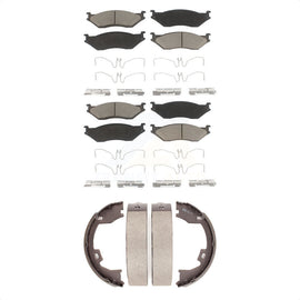 Front Rear Ceramic Brake Pads Parking Shoes Kit For Ford International TerraStar