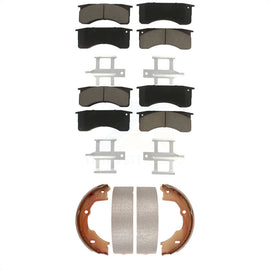 Front Rear Ceramic Brake Pads & Parking Shoes Kit For GMC Chevrolet C5500 Kodiak