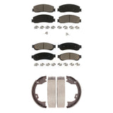 Front Rear Ceramic Brake Pads & Parking Shoe Kit For Ford F-250 Super Duty F-350