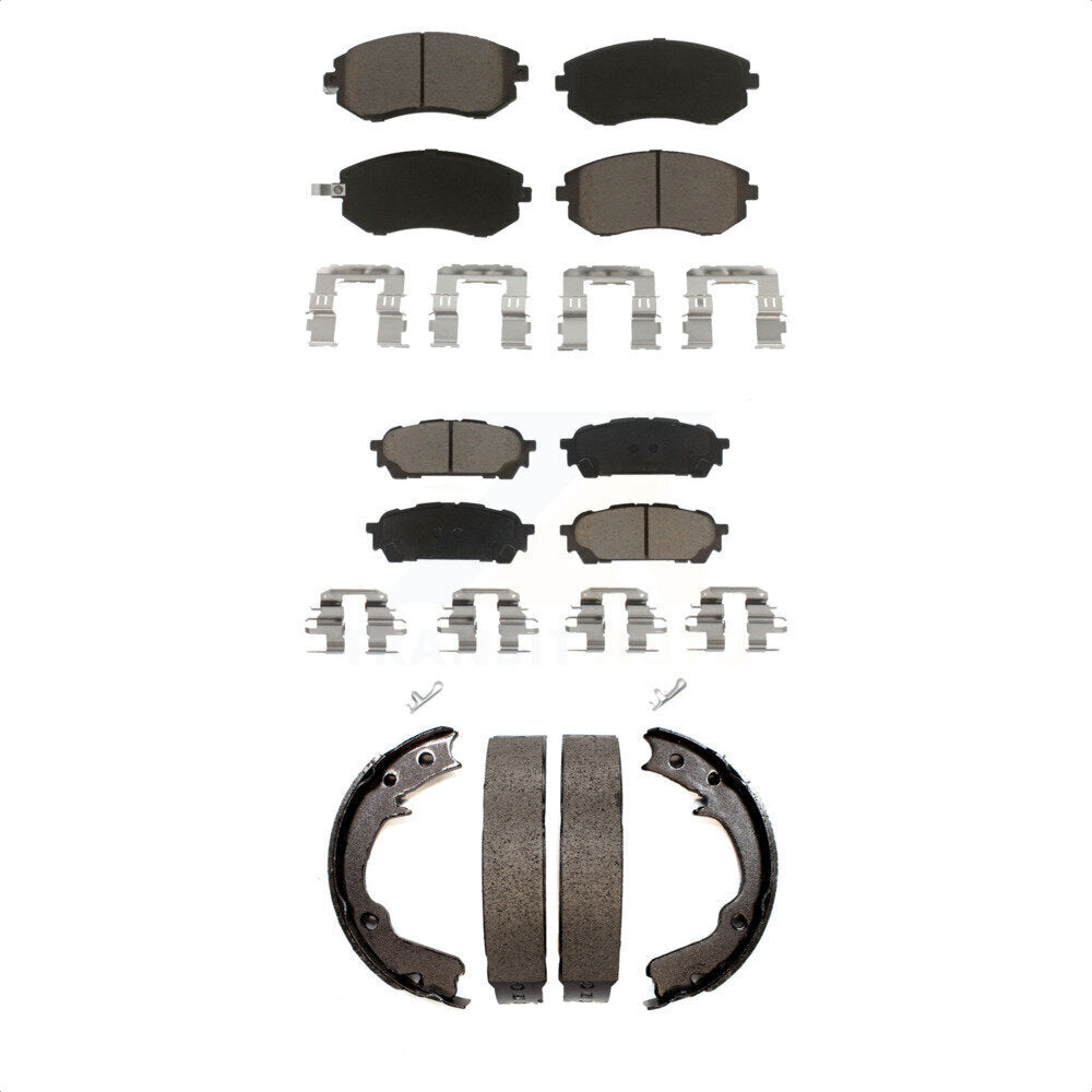 Front Rear Ceramic Brake Pads And Parking Shoes Kit For Subaru Forester Impreza
