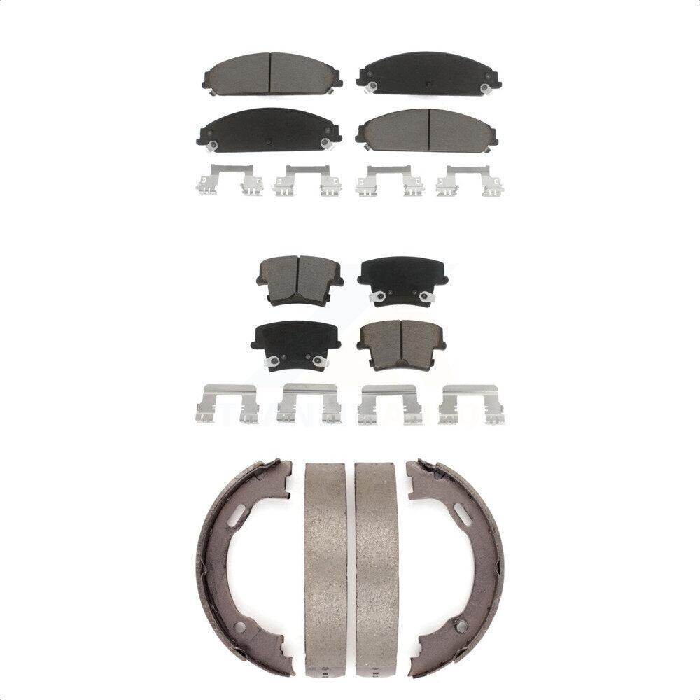 Front Rear Ceramic Brake Pads & Parking Shoes Kit For Dodge Charger Chrysler 300