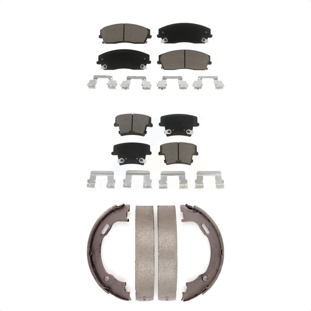 Front Rear Ceramic Brake Pads & Parking Shoes Kit For Dodge Charger Chrysler 300