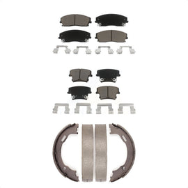 Front Rear Ceramic Brake Pads & Parking Shoes Kit For Dodge Charger Chrysler 300