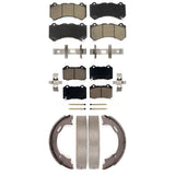Front Rear Ceramic Brake Pads And Parking Shoes Kit For Dodge Charger Challenger