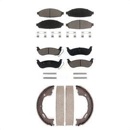 Front Rear Ceramic Brake Pads & Parking Shoes Kit For Mercury Grand Marquis Ford
