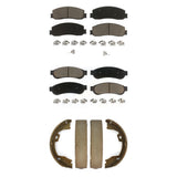 Front Rear Ceramic Brake Pads & Parking Shoe Kit For Ford F-250 Super Duty F-350