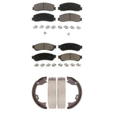 Front Rear Ceramic Brake Pads & Parking Shoe Kit For Ford F-350 Super Duty F-250