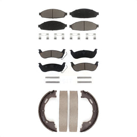 Front Rear Ceramic Brake Pads & Parking Shoe Kit For Ford Crown Victoria Lincoln