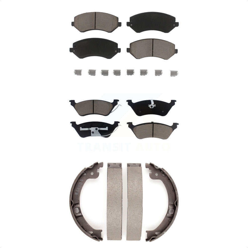 Front Rear Ceramic Brake Pads And Parking Shoes Kit For 2001 Chrysler Voyager