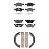 Front Rear Ceramic Brake Pads Parking Shoes Kit For Dodge Grand Caravan Chrysler
