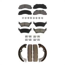 Front Rear Ceramic Brake Pads And Parking Shoes Kit For Ford F-150
