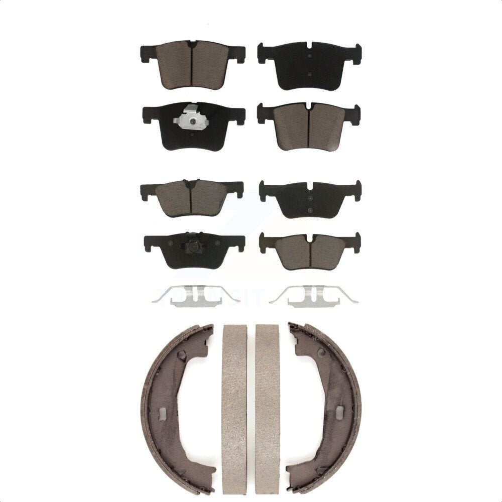Front Rear Ceramic Brake Pads And Parking Shoe Kit For BMW 328i 320i xDrive 428i