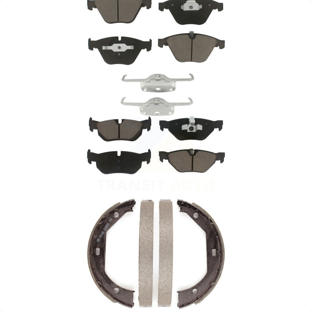 Front Rear Ceramic Brake Pads And Parking Shoes Kit For BMW 328i xDrive X1 328xi