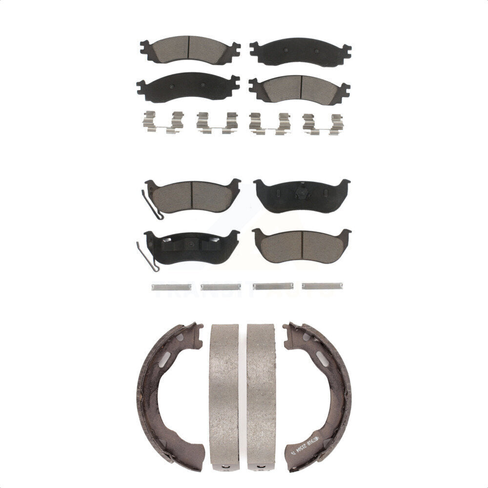 Front Rear Ceramic Brake Pads And Parking Shoes Kit For Ford Explorer Sport Trac