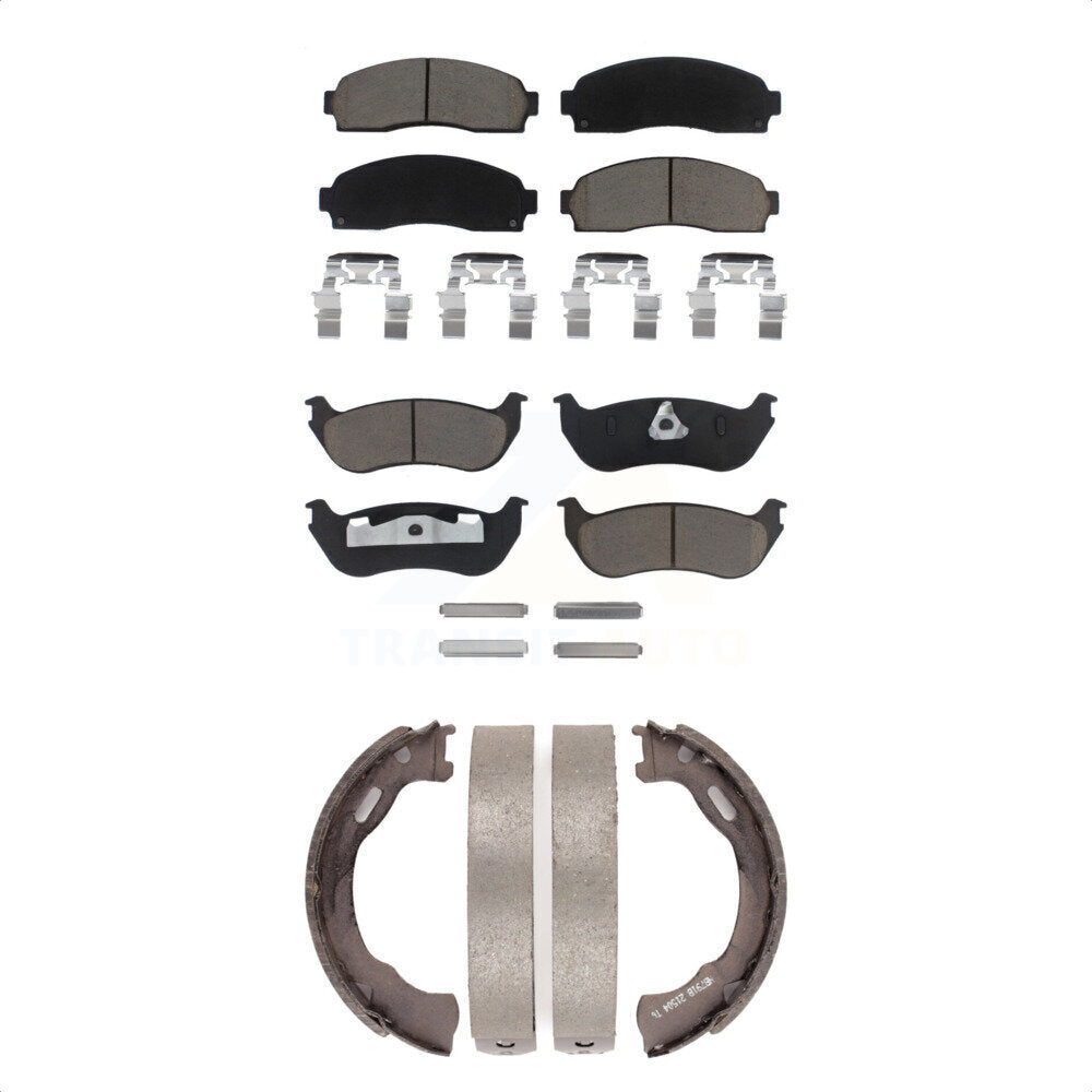 Front Rear Ceramic Brake Pads And Parking Shoes Kit For Ford Explorer Mercury