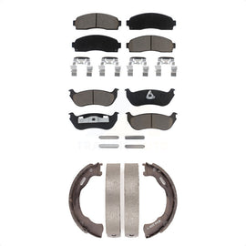 Front Rear Ceramic Brake Pads And Parking Shoes Kit For Ford Explorer Mercury