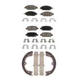 Front Rear Ceramic Brake Pads & Parking Shoes Kit For Nissan Pathfinder INFINITI