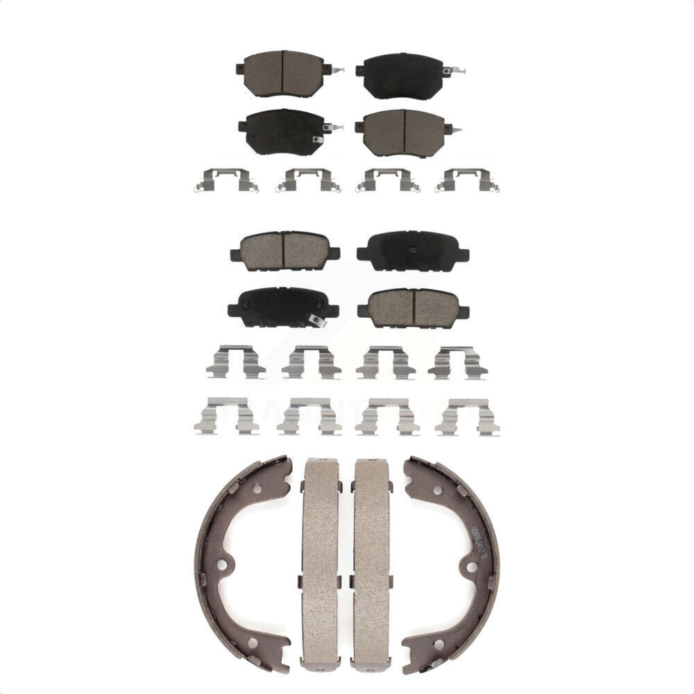 Front Rear Ceramic Brake Pads And Parking Shoes Kit For Nissan Murano