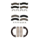 Front Rear Ceramic Brake Pads & Parking Shoes Kit For Chevrolet Express 3500 GMC
