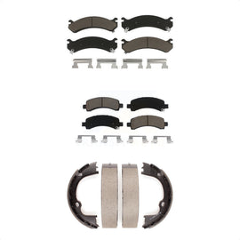 Front Rear Ceramic Brake Pads & Parking Shoe Kit For Chevrolet Express 3500 2500