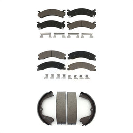 Front Rear Ceramic Brake Pads & Parking Shoes Kit For Chevrolet Express 3500 GMC