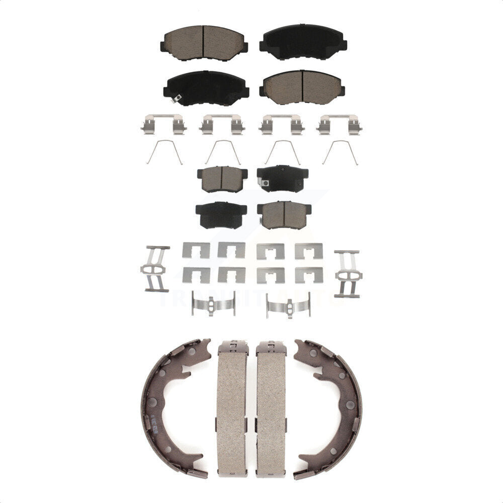Front Rear Ceramic Brake Pads And Parking Shoes Kit For Honda CR-V Element