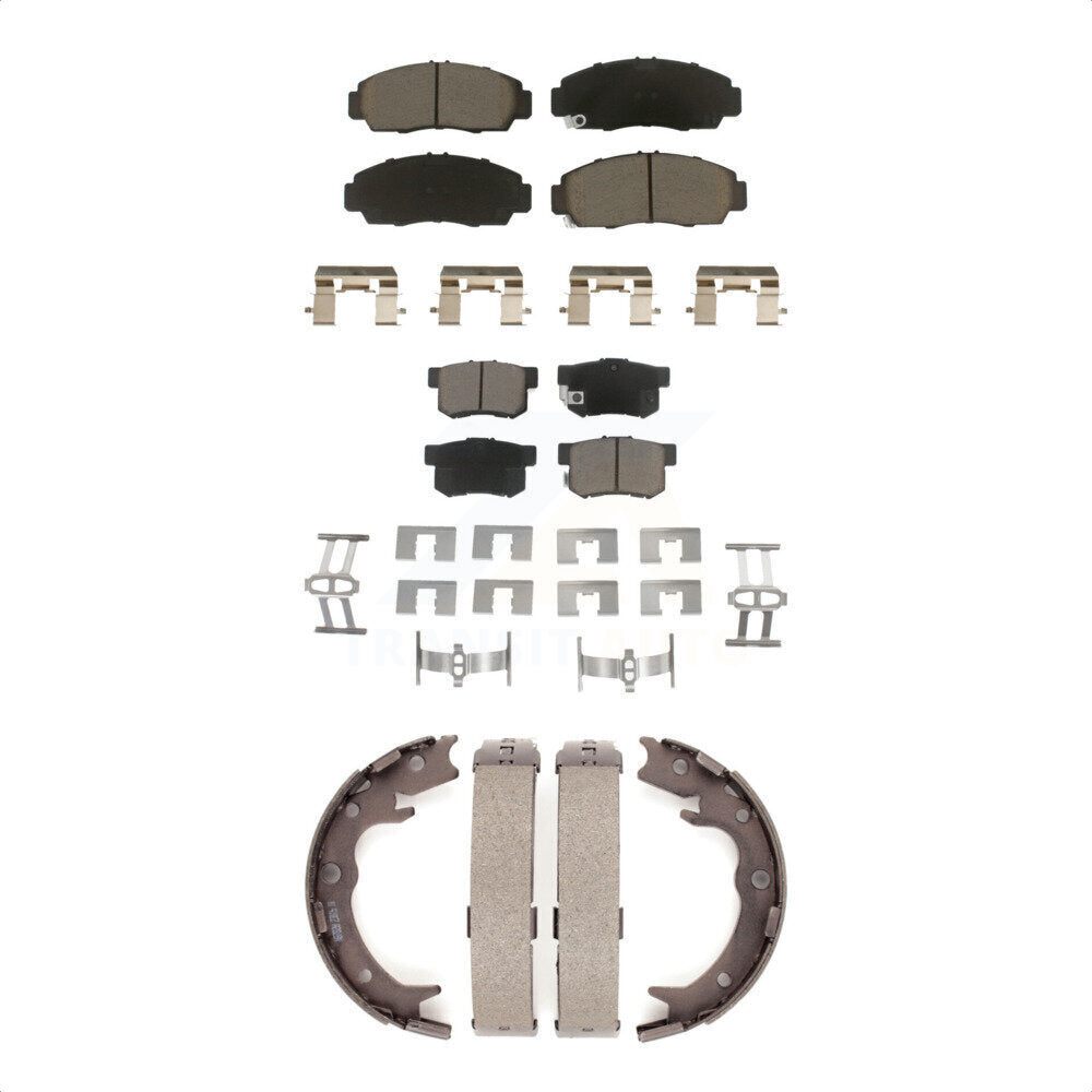 Front Rear Ceramic Brake Pads And Parking Shoes Kit For Acura TL RL CL