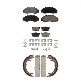 Front Rear Ceramic Brake Pads And Parking Shoes Kit For 1996-1998 Acura RL