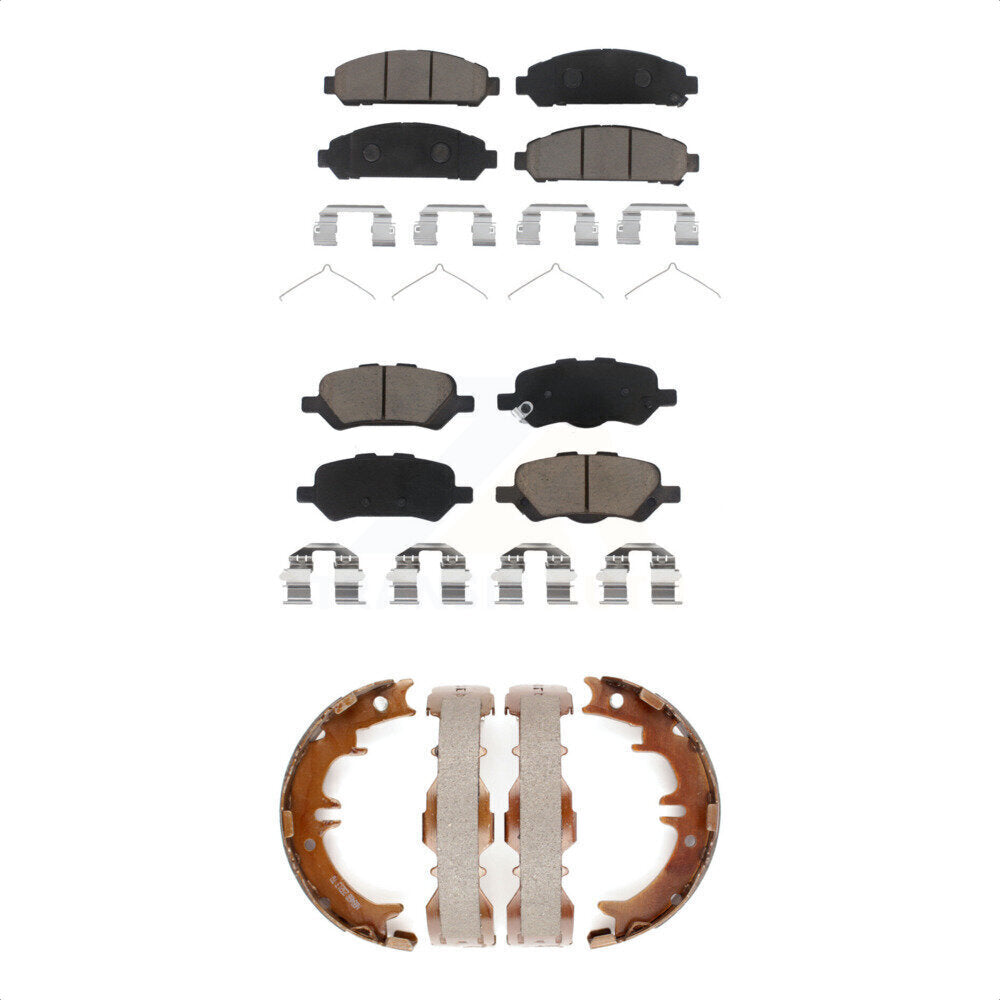Front Rear Ceramic Brake Pads And Parking Shoes Kit For 2009-2016 Toyota Venza