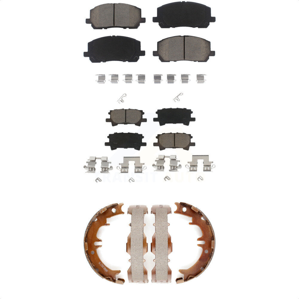 Front Rear Ceramic Brake Pads And Parking Shoes Kit For Toyota Highlander