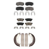Front Rear Ceramic Brake Pads And Parking Shoe Kit For Hyundai Sonata Kia Optima