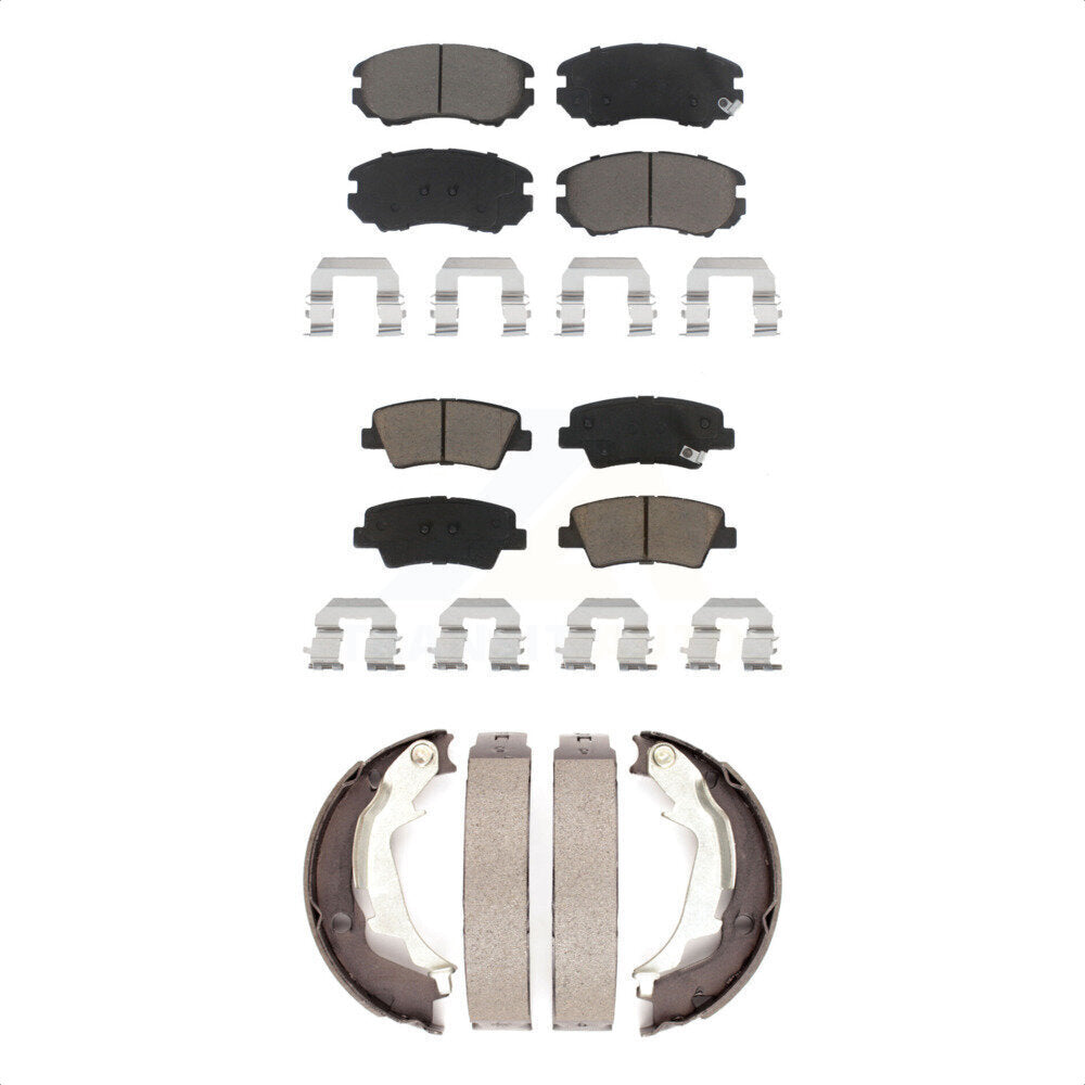 Front Rear Ceramic Brake Pads And Parking Shoes Kit For 2010-2013 Kia Soul