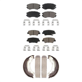 Front Rear Ceramic Brake Pads And Parking Shoes Kit For 2010-2013 Kia Soul