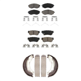 Front Rear Ceramic Brake Pads And Parking Shoe Kit For Hyundai Sonata Kia Optima