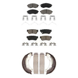 Front Rear Ceramic Brake Pads And Parking Shoe Kit For Hyundai Sonata Kia Optima