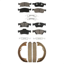 Front Rear Ceramic Brake Pads And Parking Shoe Kit For Jeep Grand Cherokee Dodge