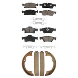 Front Rear Ceramic Brake Pads And Parking Shoe Kit For Jeep Grand Cherokee Dodge