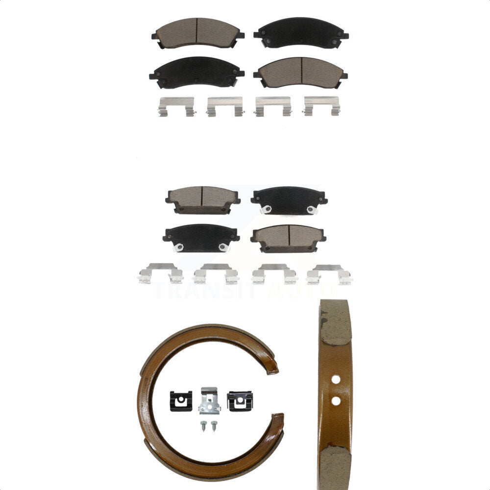 Front Rear Ceramic Brake Pads And Parking Shoes Kit For Cadillac SRX CTS