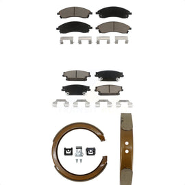 Front Rear Ceramic Brake Pads And Parking Shoes Kit For Cadillac SRX CTS