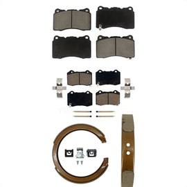 Front Rear Ceramic Brake Pads And Parking Shoes Kit For Cadillac CTS STS