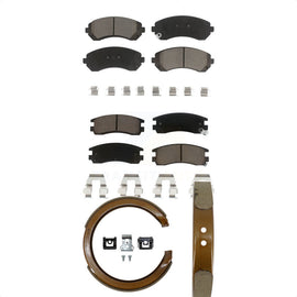 Front Rear Ceramic Brake Pads & Parking Shoes Kit For Buick Rendezvous Chevrolet