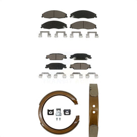 Front Rear Ceramic Brake Pads And Parking Shoes Kit For Cadillac CTS