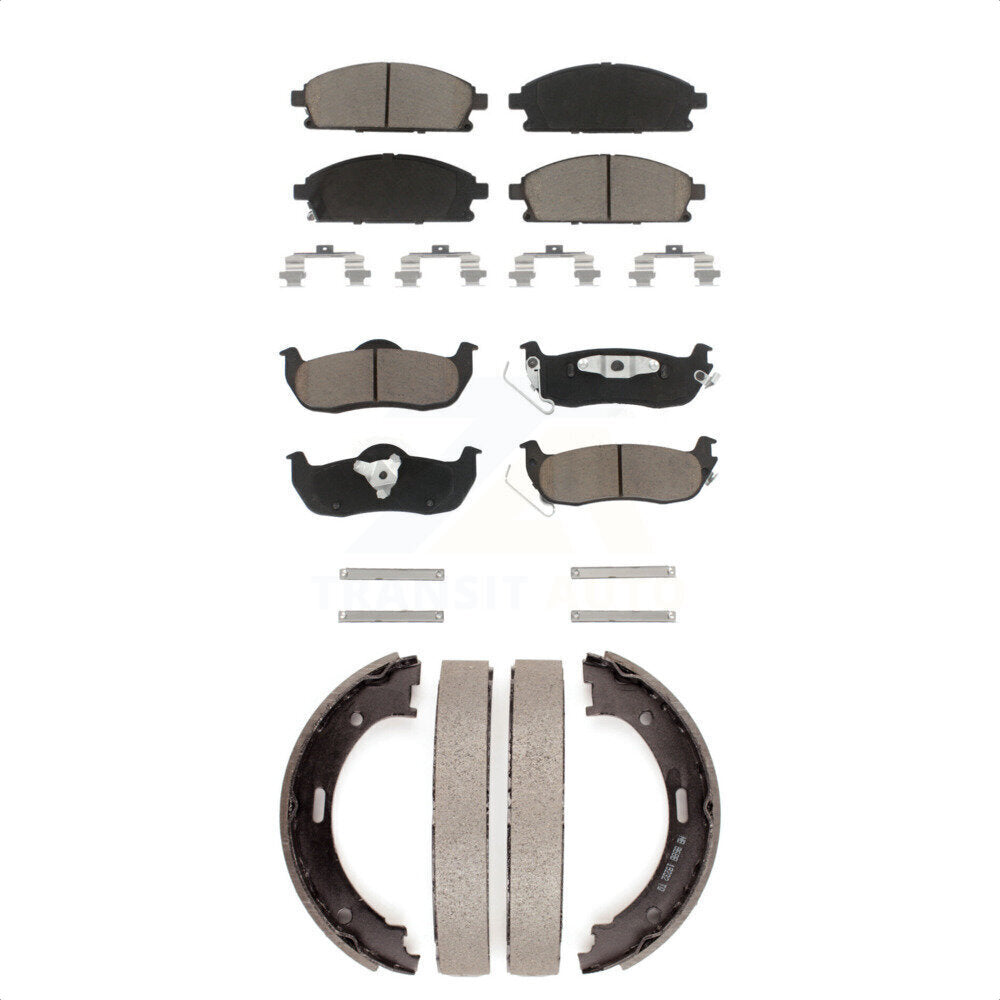 Front Rear Ceramic Brake Pads And Parking Shoes Kit For 2004 Nissan Pathfinder