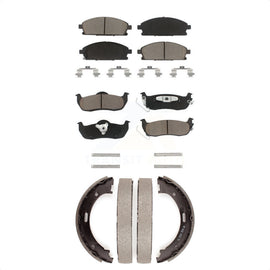 Front Rear Ceramic Brake Pads And Parking Shoes Kit For 2004 Nissan Pathfinder