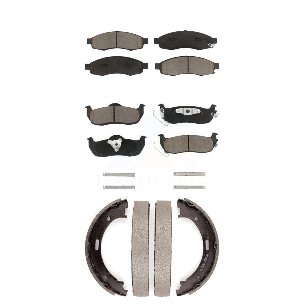Front Rear Ceramic Brake Pads Parking Shoes Kit For Nissan Titan Armada INFINITI