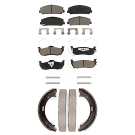 Front Rear Ceramic Brake Pads And Parking Shoe Kit For Nissan Titan Armada TITAN