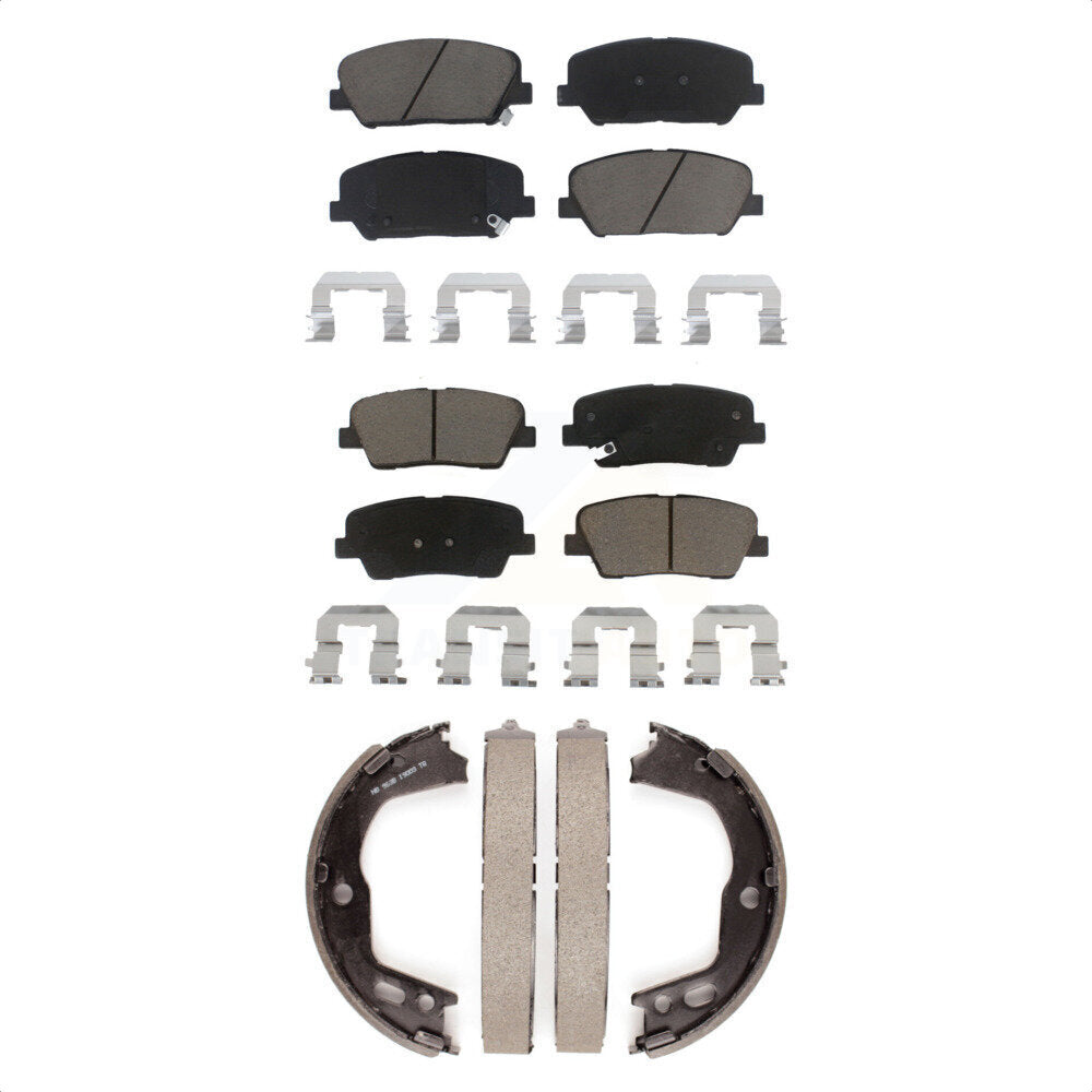 Front Rear Ceramic Brake Pads And Parking Shoes Kit For Hyundai Genesis Coupe