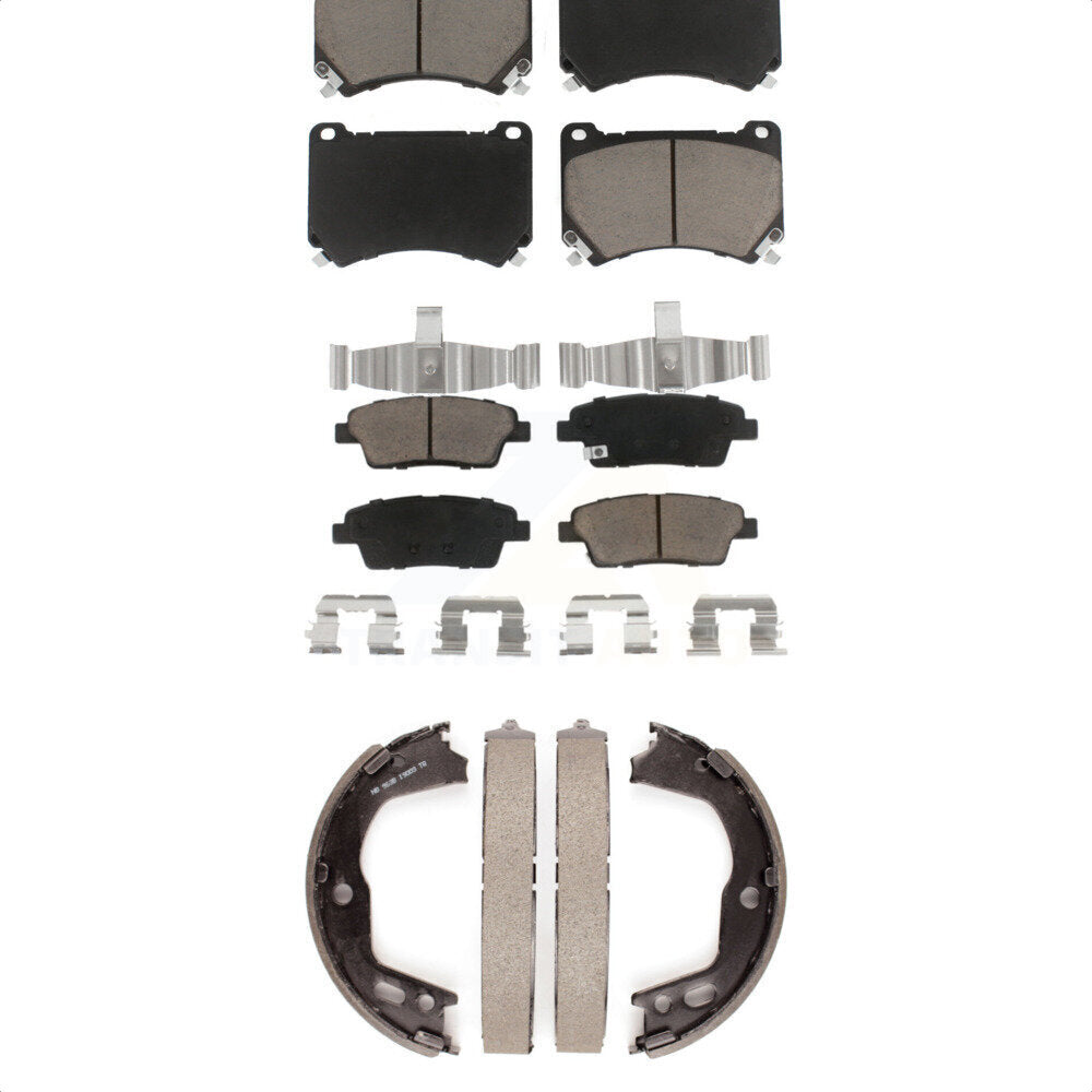 Front Rear Ceramic Brake Pads And Parking Shoes Kit For Hyundai Genesis